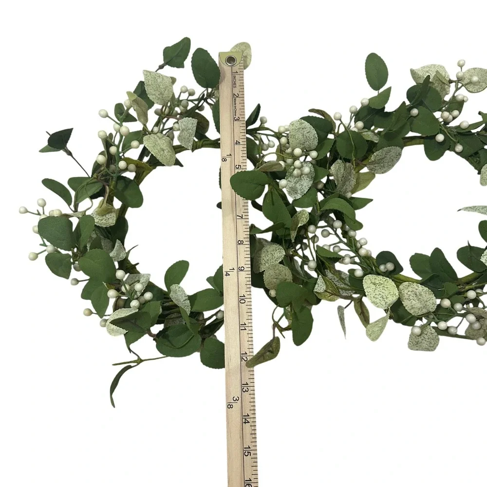 Set of 2 Artificial Eucalyptus and White Berry Wreath 12in Greenery Decor